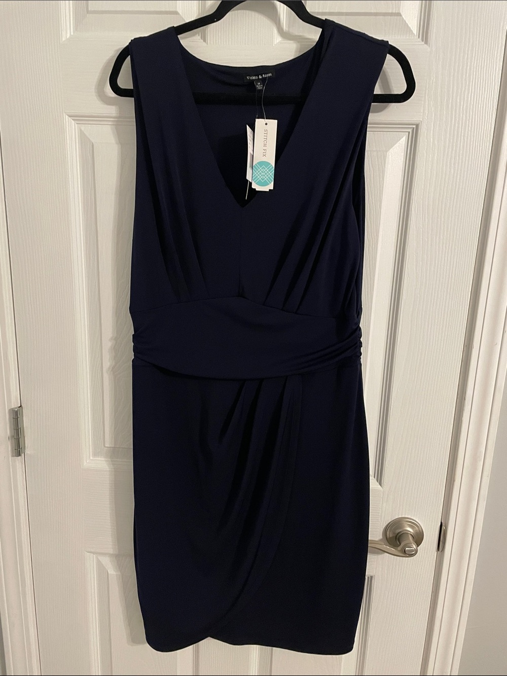 NWT Violets & Roses Navy Sleeveless V-Neck Dress